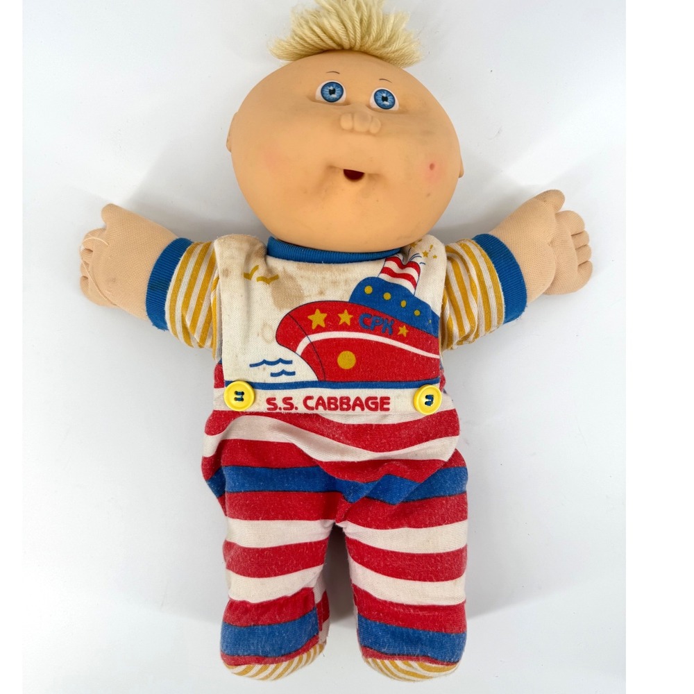 Vintage 1986 Cabbage Patch Kids Doll Hasbro S.S. Cabbage Nautical Outfit Blonde